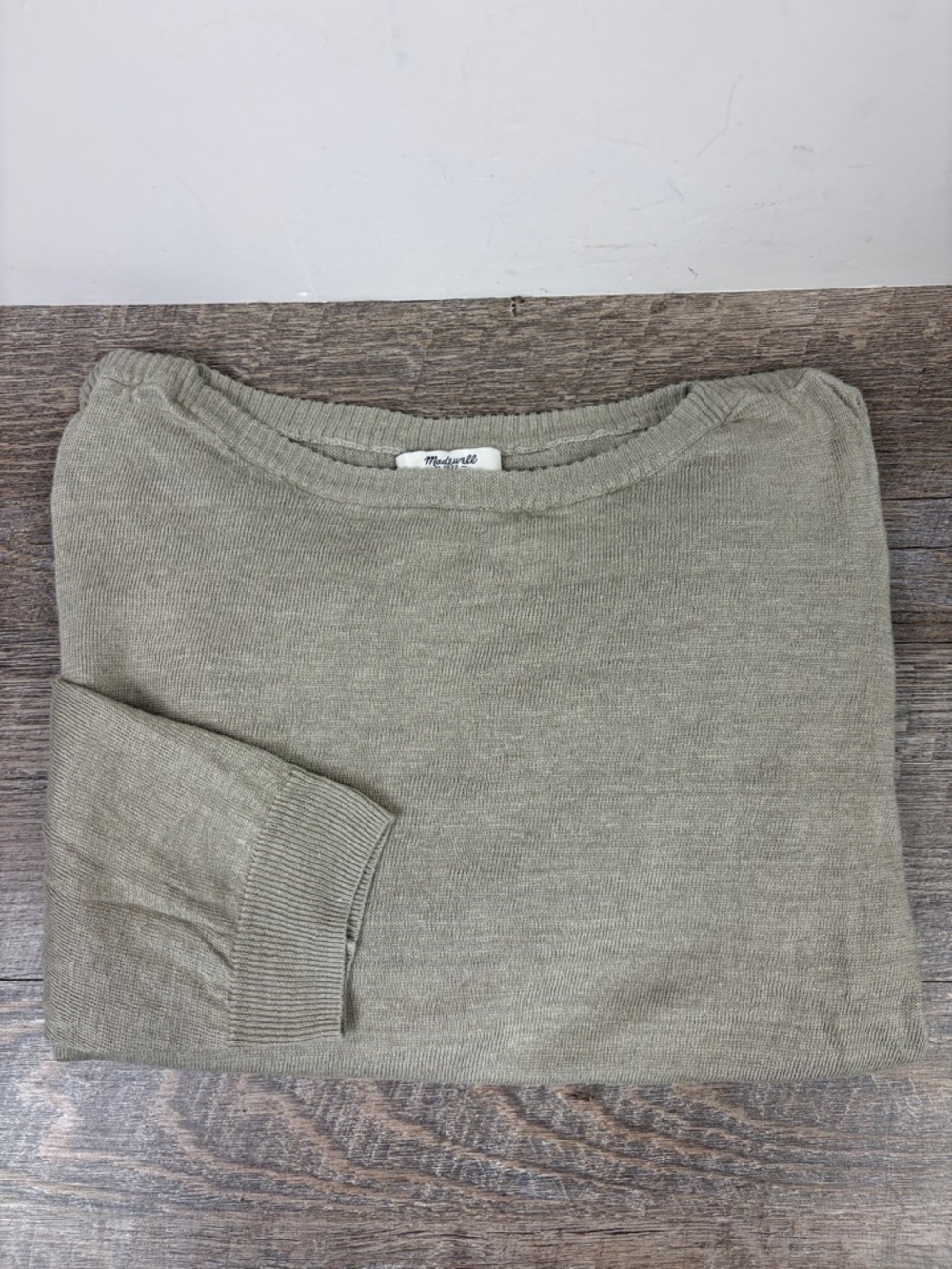 Madewell 100% Linen Sweater Tan Neutral Lightweight Pullover Size L